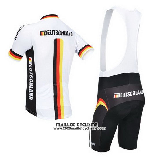 2013 Maillot Ciclismo Allemagne Blanc et Noir Manches Courtes et Cuissard
